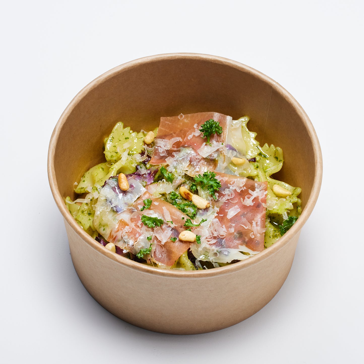 生ハムとトレビスのジェノベーゼファルファッレ